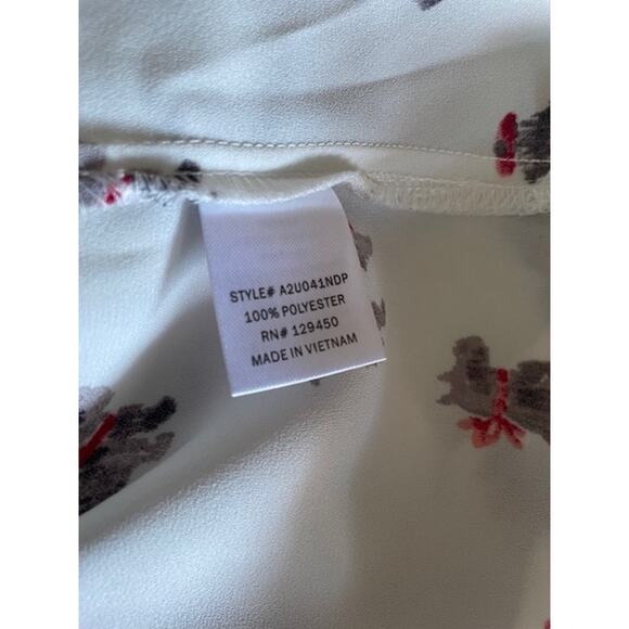 Como Vintage Size X-Small Button-Up Long Sleeve Blouse Terrier Dog Pattern - Picture 5 of 6